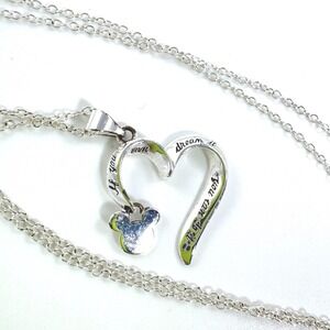 Sterling 16" Disney Mickey Heart Necklace If You Can Dream It You Can Do It